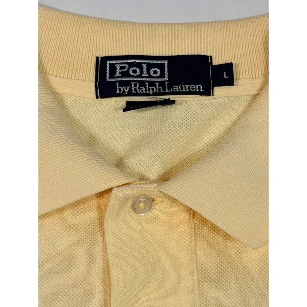 Polo Ralph Lauren Yellow Short Sleeve Polo Shirt Mens Large Blue Pony